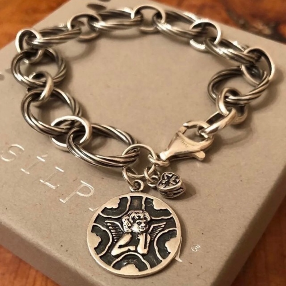 Rare Silpada Sterling Silver Guardian Angel Charm Bracelet B1959 - Picture 4 of 15